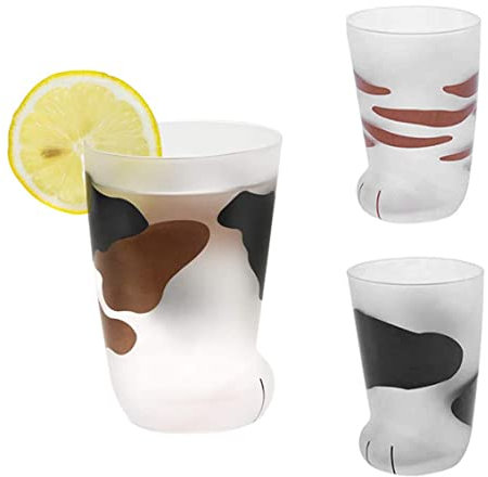 Quflaivy Katzenpfoten Tasse 300 ml hitzebeständige süße Katzenpfoten -Glas Becher Matte Frühstück Milk Tasse Glas Tasse für Geburtstagsgeschenk 3pcs Kaffeetasse Kaffee Tasse