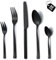 Cubiertos acero inoxidable 12 personas, Hunnycook 60 piezas Juego de cubiertos negros con tenedores cucharas cuchillos, Cubiertos negros de acero inoxidable para el hogar restaurante al aire libre