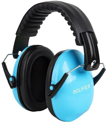 BOLIFIER Kids Ear Defenders,Safety Earmuffs Ear Protectors Noise Reduction Headphone Ear Protection Earmuffs for Boys, Girls, Toddlers & Children Age 3-16 Year Old - 26dB SNR (Blue)