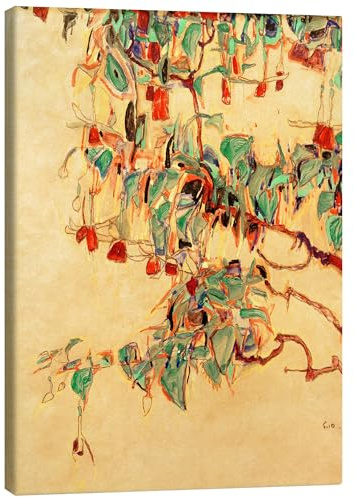 Posterlounge Rami fucsia (albero del sole) Stampa su tela | 30 x 40 cm di Egon Schiele Rosso Quadri Decorazione per pareti