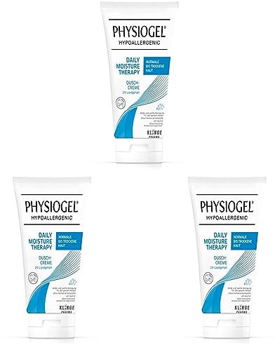 PHYSIOGEL Daily Moisture Therapy Dusch-Creme 150 ml – feuchtigkeitsspendendes Duschgel für trockene Haut – für die tägliche milde Reinigung mit rückfettenden Inhaltsstoffen (Packung mit 3)
