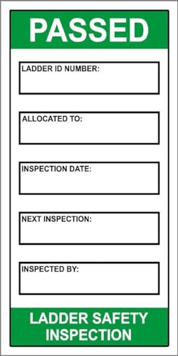 Ladder safety inspection self adhesive vinyl stickers - 100mm x 50mm (250) Case (Pack of 2)