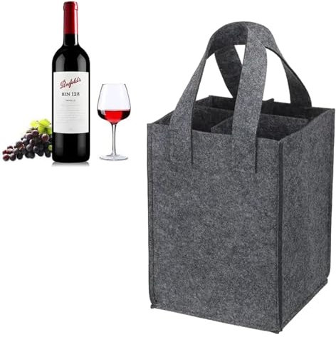 Borsa Porta Bottiglie Vino Acqua in Feltro,Borsa Bottiglie Portabottiglie,Borsa per il Trasporto con Divisori,Borsa da Birra,Borsa Trasporto per 4 Bottiglie,Per un picnic di viaggio e una grigliata