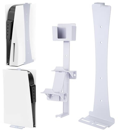 Aceshop Wandhalterung PS5, Wandhalterung Set für Playstation 5 (Disc und Digitale Ausgabe) Stabile Stahlwandständer Halterung Playstation 5 Konsole mit Controller-Halter Kopfhöreraufhänger Schrauben