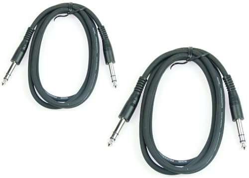 Adam Hall 2 x K3BVV0150ECO - 1,5 m Stereo 6,3 mm Klinkekabel Patchkabel symmetrisch TRS 3 pol male schwarz, 3 Star Serie