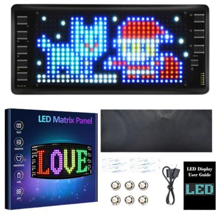JHIALG Universal Tunemax Flex LED-Bildschirm Panel Lustiges Auto Wasserdicht Dekor Schild Zubehör Led W9R4 Programmierbar IP66 Panel Auto LED
