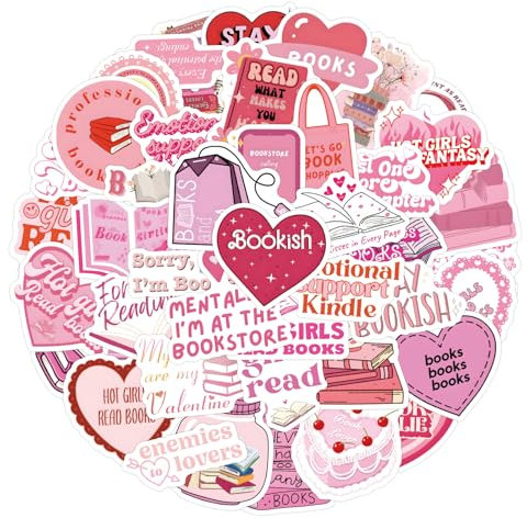 Goiern 110 Stück Rosa Buchaufkleber Ästhetische Aufkleber Wasserfest Vinyl-Aufkleber Ästhetisch Reading Aufkleber Für Laptops, Bücher, Flaschen,Sammelalbum, Computer
