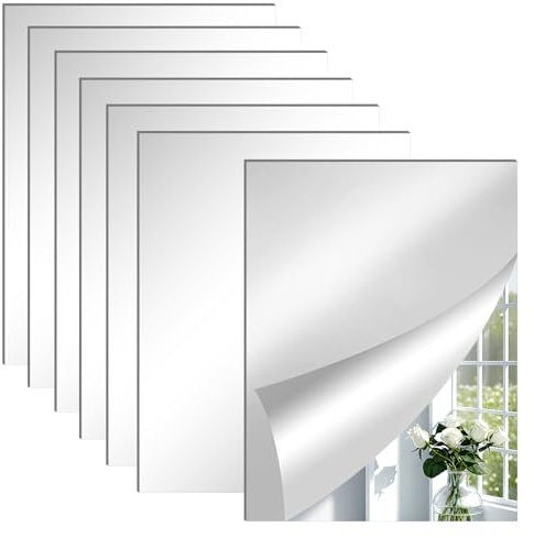 ASSRECT 6 Stück Spiegelfolie Wandspiegel 29 x 21cm Klebespiegel Flexibler Selbstklebend Acryl Spiegel zum Aufkleben DIY Wanddekoration Dekospiegel für Küche Badezimmer Schlafzimmer