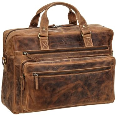 Greenburry Pelle borsa da ufficio laptop bag con scomparto per laptop Vintage Business 17 Officebag Brown marrone