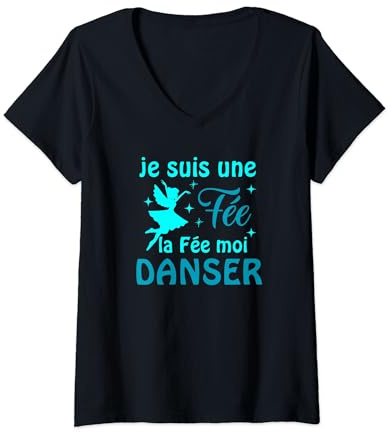 Femme Idée Cadeau Prof De Danse Femme Cadeau Anniversaire Danseuse T-Shirt avec Col en V