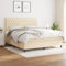 Willood Boxspringbett mit Matratze Creme 180x200 cm Stoff Knopfheftung Design Hohes Kopfteil