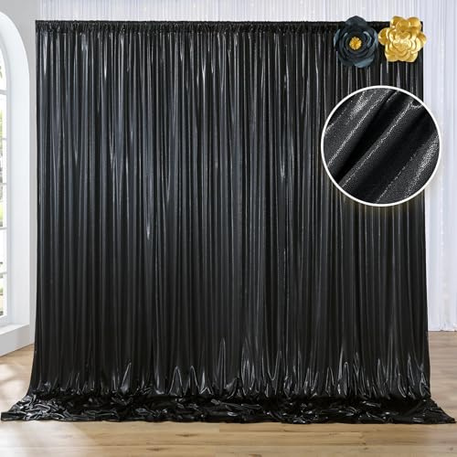 Lot de 2 Panneaux de Rideaux à Paillettes pour fête, Mariage, Anniversaire, Noël, Photographie - 1,5 x 3 m - Noir