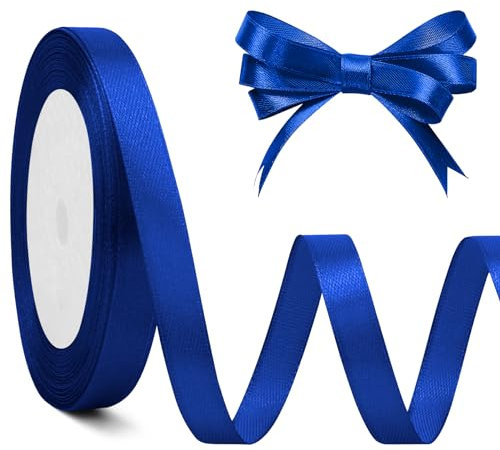 Blue Ribbon for Gift Wrapping, Christmas, Suitcase, DIY, Baby Shower, Bachelorette Party, Valentine's Day - 10mm x 23m Royal Blue Satin