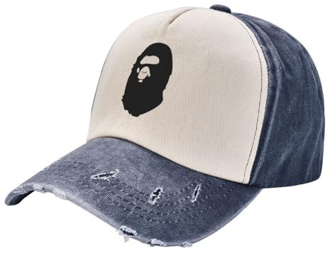 HEBUOUI Sonnenhut Männer Retro Bapes Ape Mann Baseballmützen Unisex Stil Distressed Baumwolle Snapback Cap Outdoor Workouts Geschenk Caps Hut Papa Geburtstagsgeschenke