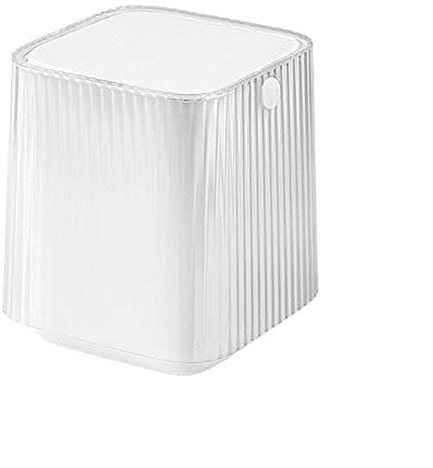 RUNZE765Z Mülleimer Kleiner 4-Liter-Mülleimer for den Schreibtisch, niedliche Mini-Müllaufbewahrungsbox mit Deckel for Couchtisch, Kommode, Schreibtisch Papierkorb(Weiß)