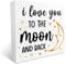 KOPUTE I Love You to the Moon and Back Wooden Sign Desk Decor, Love Heart Wood Block Sign Desk for Home Bedroom Shelf Table Decor,Valentine's Day Wedding Gifts For Couples 5 x 5 Inches