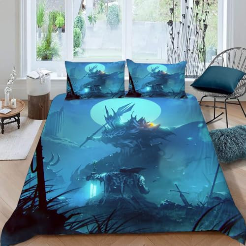 LORDOS Bettwäsche 155x220cm Baumwolle Bettbezug - Herr der Ringe Atmungsaktive Bettwäsche Sets, Bettwäsche Mit Reißverschluss+2 Kissenbezüge 80x80cm