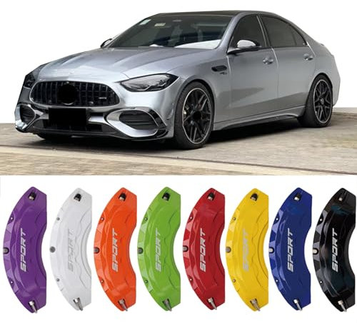 4pc Brake Caliper Covers Compatible Front Rear 17/18/19/20/21 Wheel Size for Mercedes Benz C Class Accessories (Orange)