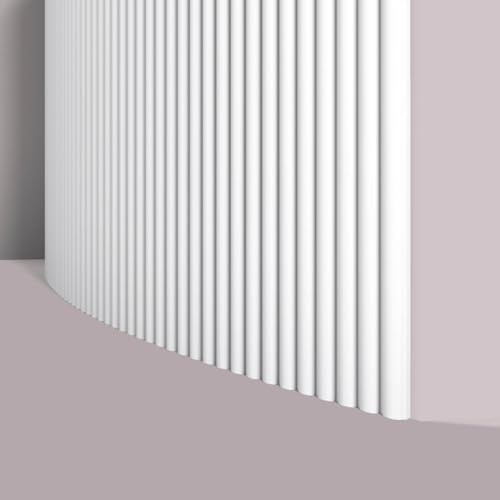 NOËL & MARQUET CANELÉ S FLEX Wandpaneel 2m | Biegsame 3D-Wandverkleidung 300x14,5mm | Flexible Säulenverkleidung & Rundwand-Dekor | Polyurethan Weiß von NMC