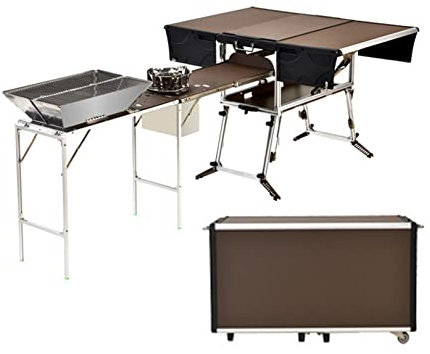 XNXYSMKJ Faltbare Campingküche, Outdoor-Camping-Kochstation mit Küchenutensilien, klappbare Campingtische, Aufbewahrungsorganisator (Package 5)