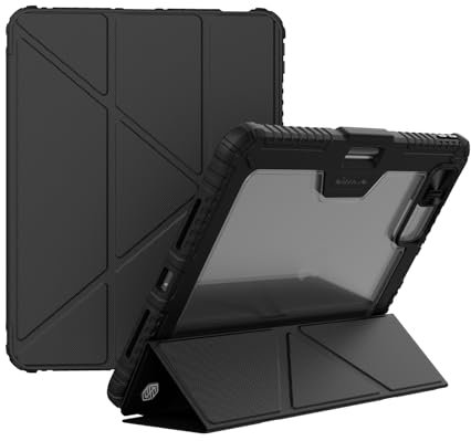 Nillkin Bumper Pro - Funda de piel sintética diseñada para Apple iPad Air 13 2024/Pro 12.9 2020/2021/2022, soporte para bolígrafo, cubierta a prueba de golpes, estilo plegable multiángulo, cubierta