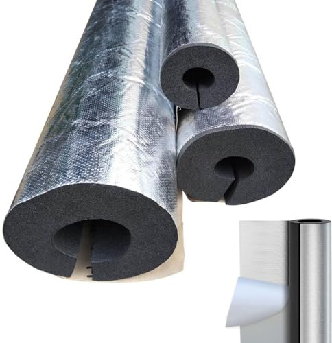 Foam Pipe Insulation, Antifreeze Outdoor Pipe Lagging Wrap 50 mm, Water Pipe Coverings, 20 mm Thick 950 mm Length, Aluminum Foil Self-Adhesive Pipe Foam