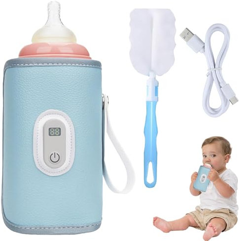 Réchauffeur de Biberon USB, Chauffe Biberon Portable USB avec Écran LCD, Températures Réglables Chauffe Biberon, 5 Températures Réglables, Réchauffeur de Biberon pour Maison, Extérieur, Voyage (A)