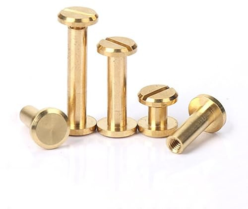 BCOMFY 10 Stück Massive Messing-Bindungsschrauben, Nagel-Nieten for Fotoalbum, Lederhandwerk, Nieten, Gürtel, Geldbörse, Verschlüsse, 8 mm Kappe(18mm)