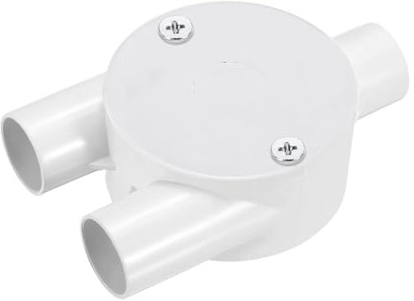 sourcing map PVC Conduit Box Junction Box Y-shaped 3 Way 20mm with Cover, M4 Screws for Home Hose Electrical Conduit Electronic Projects