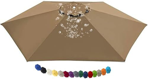 Tissu de Remplacement pour Parasol Déporté 2/2.3/2.5/2.7/3.0/3.5m Toile de Rechange pour Parasol, Bâche de Remplacement pour Parasol Déporté, pour Terrasse Jardin Piscine(N6,11.5 FT 350cm 8 Ribs)