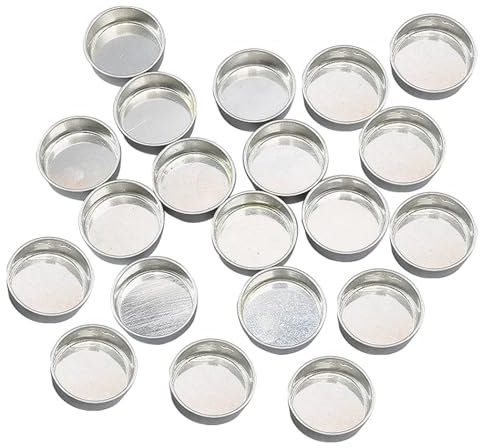 20Pcs Decorative Metal Tealights Cup Useful Aluminum Tea Light Pot DIY Handmade Round Small Candle Holders for Candle DIY Tea