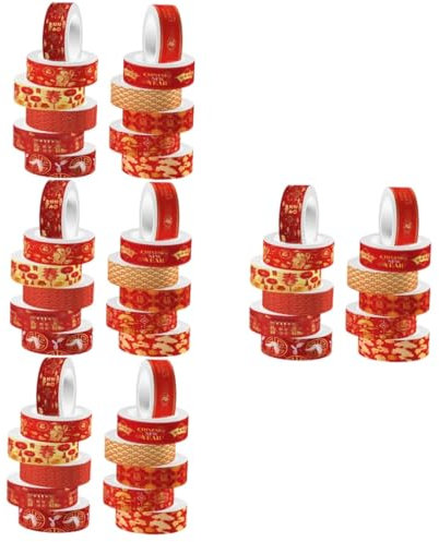 Angoily 4 Ensembles Ruban Adhésif Washi Lot De Décoratifs Pour Bricolage Scrapbooking Journal Design Nouvel An Chinois Adhésif Pratique 12 Rouleaux*4