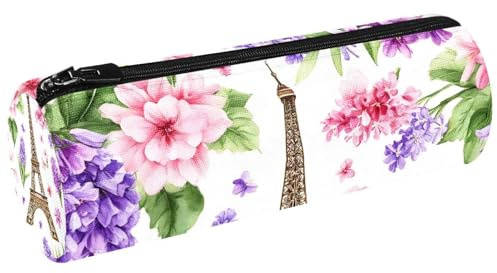 VAPOKF Federmäppchen mit Eiffelturm, Lavendel, Flieder, Münzfach, Kosmetiktasche, Make-up-Tasche für Studenten, Schreibwaren, Schule, Büro, Aufbewahrung