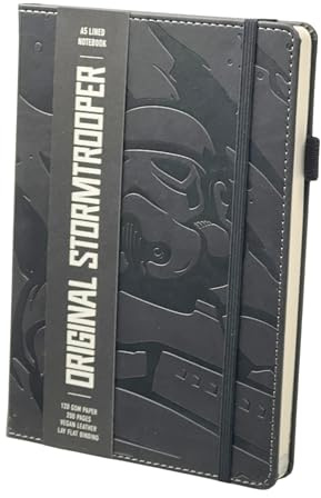 Original Stormtrooper A5 Lined Journal Notebook | Perfect For Father's Day, Soft Vegan Leather, Debossed Stormtrooper Helmet Cover in Black, Lay-Flat Design, 120gsm thick paper and 200 pages