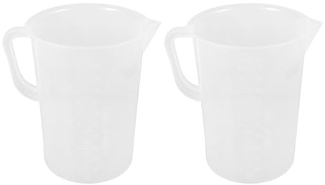 STOBAZA 2pcs Engine Oil Measuring Cups Scale, 5000ml Large Plastic Liquid Measuring Jugs Handle, Fuel and Chemical Mixing Pitchers for Automotive and Lawn Use