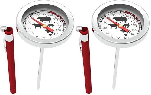BROWIN® Analog Bratenthermometer mit Etui 100600 | 0-120 °C Grillthermometer | Garthermometer aus Edelstahl | Fleischthermometer für Backofen, BBQ und Grill | Kerntemperaturmesser für Fleisch