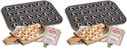 Zenker Backform für 24 Husarenkrapfen & Engelsaugen, beschichtetes Backblech (38 x 27 cm), für leckere Kekse mit Füllung, Keks-Backform, Menge: 1 Stück (Packung mit 2)