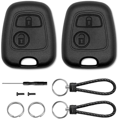 Juego de 2 carcasas de llave de coche compatibles con Citroën C1 C2 C3 C4 C5 Peugeot 106 107 206 207 208 307 407 806 Saxo Xsara Toyota Aygo 2 botones mando a distancia carcasa de llave