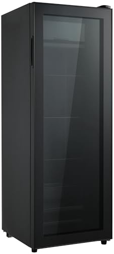 Réfrigérateur boissons 128L,congélation 8L,porte verre trempé double,compresseur silencieux 43dB,7 niveaux,étagères ajustables,éclairage LED,installation autoportante,usage bureau caravane (Noir)