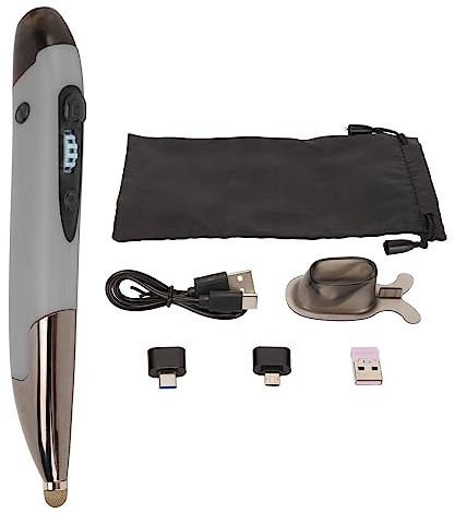 Hamwesh Souris à Stylet sans Fil, Souris Optique sans Fil BT 2.4G, Portable avec Adaptateur Micro USB de Type C pour PC Portable Mac (Gris Argent)