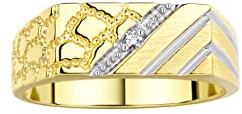 Rylos - Anelli da uomo in argento Sterling o placcato in oro giallo, design classico a mezza sfera con diamanti, ottimo gioiello da uomo, misure 6-13, 9, Metallo, Diamante bianco