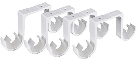 4 Piezas Soportes para Barra de Cortina Doble de Alta Resistencia Soporte Barra Techo Soporte de Poste de Cortina de Metal con Tornillos para Casa Cuarto Oficina Ventana … (blanco)