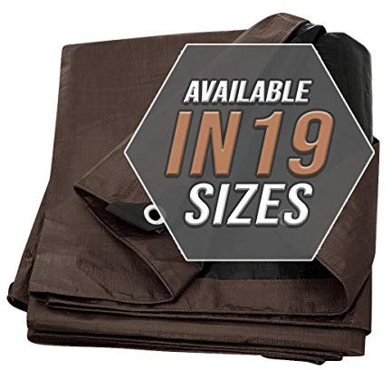 Tarp Cover Brown Black Heavy Duty Thick Material, Waterproof, Great for Tarpaulin Canopy Tent, Boat, RV Or Pool Cover! by Trademark Supplies (8X10, Heavy Duty)