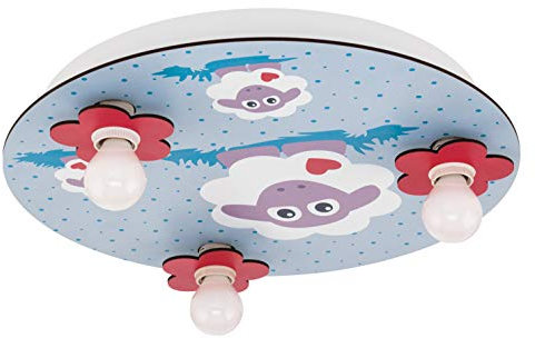 EGLO Deckenlampe Lalelu, Deckenleuchte, Stahl in weiss, Holz in bunt E14 Fassung