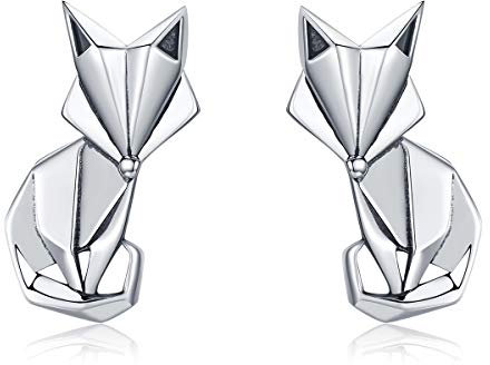 NEUL 925 Sterling Silber Faltbare Fuchs Tier Ohrstecker für Frauen Sterling Silber Schmuck