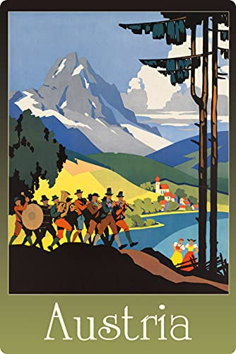 Blechschild 20x30cm gewölbt Urlaub Plakat Austria Österreich Retro Deko Geschenk Schild