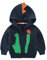 LitBud Ragazzi Bimbo Felpe con cappuccio per bambini Dinosauro dei cartoni animati Jurassic World Park Natale Cerniera Coccodrillo Giacca Cappotto Autunno Blu Taglia 2-3 anni 3T