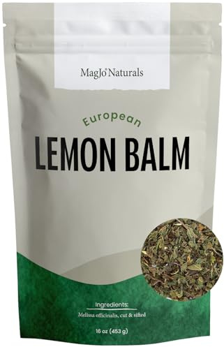 MagJo Naturals Lemon Balm Tea, Bulk Herbal Tea, Loose Leaf Melissa Officinalis, Caffeine Free, Cut and Sifted, 1 pound (16 ounces) (1 pack)
