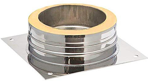 DW Complete Grundplatte Ablauf unten 180mm 25mm Dämmung Ofenrohr Rauchrohr Kaminrohr Doppelwandig Edelstahlschornstein Isoliert gedämmt