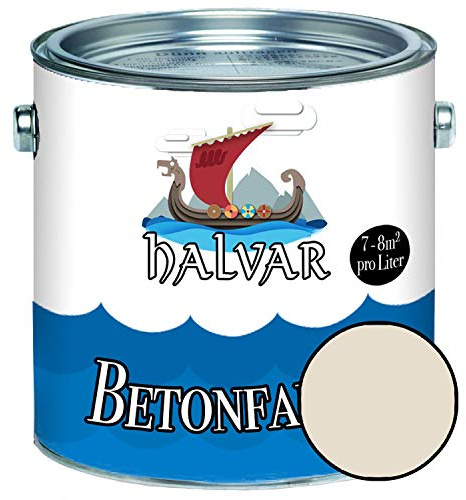 Halvar Betonfarbe/Bodenbeschichtung SEIDENMATT Gelb RAL 1000-1037 Fassadenfarbe (2,5 L, RAL 1013 Perlweiß)